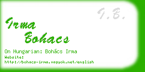 irma bohacs business card